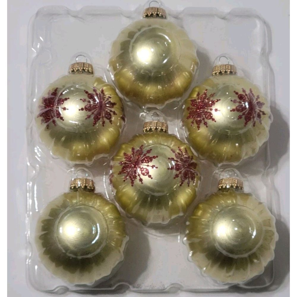 KREBS Exclusive Designer Glitter Glass Christmas Ball Ornaments Box of 6 - Picture 6 of 8